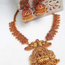 Panash Gold Plated & Stone Studded Temple Jewellery Set-49