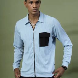Rigo Light Blue Cotton Relaxed Fit Striped Polo T-Shirt-image-62