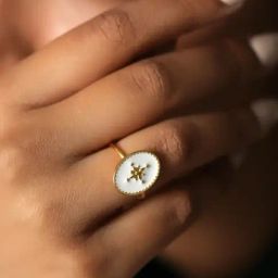 Mabel 92.5 Sterling Silver 18k Gold-Plated Star Signet Adjustable Ring-image-88