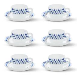 Larah by Borosil White Ceramic Opalware Cup and Saucer Set of 12 140ml-image-10