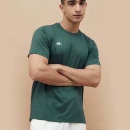 Kappa Green Regular Fit Textured T-Shirts-13