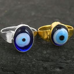 MEMOIR Unisex Pack of 2 Evil Eye Finger Ring-picture-20