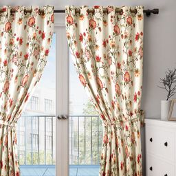 SWAYAM Cream-Coloured & Red Printed Black Out Door Curtains-image-88