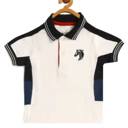 LADORE Kids White Color Block Polo T-Shirt-image-51