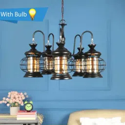 DecorativeRay Black & Gold Iron Chandeliers - Set of 1-8