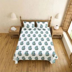 JaipurFabric Green Pure Cotton 240 TC Printed King Size Bedsheet with 2 Pillow Covers-29