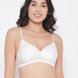 Clovia White Non Wired Padded T-Shirt Bra-image-0