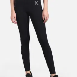 Kotty Black Printed Mid Rise Tights-image-78