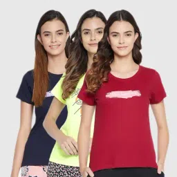 Clovia Assorted Graphic Print T Shirt (Pack of 3)-image-13