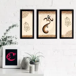 eCraftIndia Set of 3 Lord Ganesha Satin Matt Texture UV Art Painting-image-93