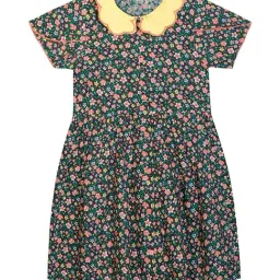 Budding Bees Kids Black & Green Floral Print Dress-image-43