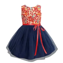A.T.U.N. Red & Navy Embroidered Dress-picture-16