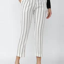 Van Heusen White Striped Pants-image-59