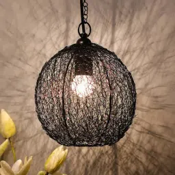 Homesake Classic Black Metal Twisted Wire Round Hanging Pendant Light-image-15