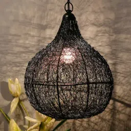 Homesake Classic Black Metal Twisted Wire Crown Hanging Pendant Light-image-16