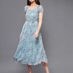 Miss Chase Blue Printed Midi Dress-image-45
