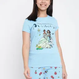 Lil Tomatoes Kids Sky Blue Printed T-Shirt with Shorts-image-41