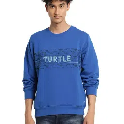 Turtle Blue Regular Fit Printed Sweatshirt-image-4