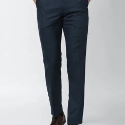 Van Heusen Blue Slim Fit Checks Trousers-image-78