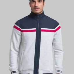 Parx White & Blue Regular Fit Striped Sweatshirt-picture-5