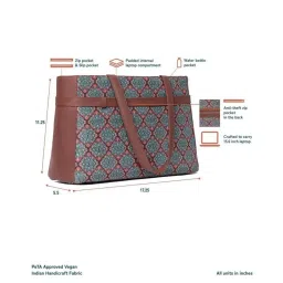ZOUK Green Printed Large Laptop Tote Handbag image 5