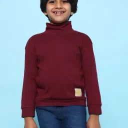 Tales & Stories Kids Maroon Cotton Loose Fit Full Sleeves T-Shirt-picture-9