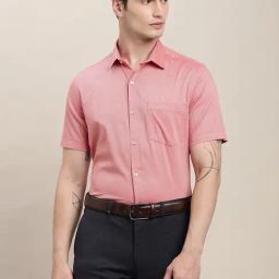 Turtle Light Pink Cotton Regular Fit Self Design Shirt-image-78