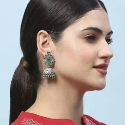 Biba Green Oxidised Casual Jhumka-picture-28