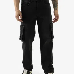 The Souled Store Black Regular Fit Cargo Jeans-image-94