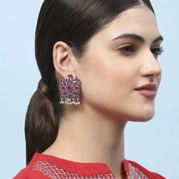 Biba Pink Oxidised Casual Studs-image-104