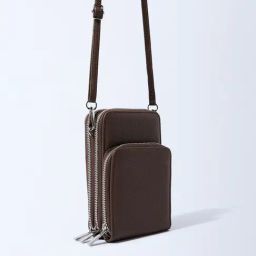 Westside Brown Textured Wallet-Style Sling Bag-image-1