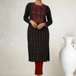 Soch Black Self Design Winter Kurta-image-16