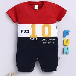 Moms Love Infant Boys Colourblocked Printed & Applique Detail Pure Cotton Rompers-picture-32