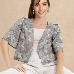 RAREISM Multi Cotton Blend Printed Short Sleeves Shrug-picture-31