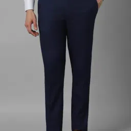 Louis Philippe Navy Slim Fit Checks Trousers-image-98