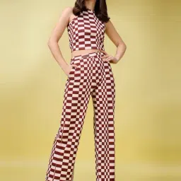 PURVAJA Maroon Checks Co-Ord Set-picture-10