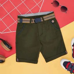 Pantaloons Junior Beetle Green Cotton Regular Fit Shorts-51