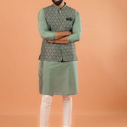 KISAH Floral Woven Design Nehru Jackets-image-69