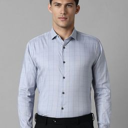 Louis Philippe Sport Men Super Spread Collar Checked Cotton Slim Fit Formal Shirt-picture-27