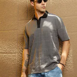 Campus Sutra Men Checked Polo Collar Cotton T-shirt-image-24