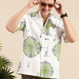 Mast & Harbour Pure Cotton Ethnic Printed Drop-Shoulder Sleeves Relaxed Fit Casual Shirt-image-83