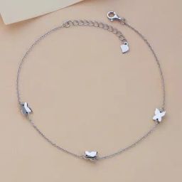 Ornate Jewels 925 Silver AAA Grade American Diamond Adjustable Butterfly Anklet Payal-image-76