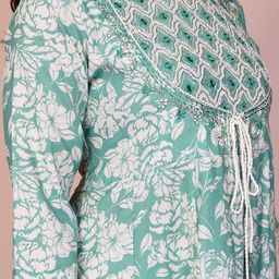 Rangita Floral Printed Mirror Work A-Line Kurta With Trousers And Dupatta image 3