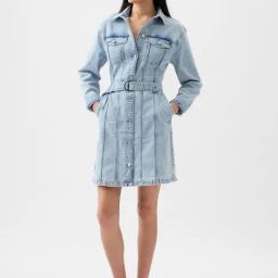 GAP Blue Cotton Solid Long Sleeves Dress-image-18