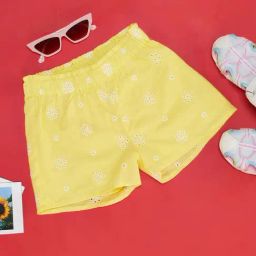 Pantaloons Junior Kids Lemon Yellow Embroidered Shorts-image-54