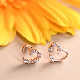 Clara 925 Silver Rose Gold Plated Swiss Zirconia Valentine Heart Stud Earrings Gift for Women-image-62