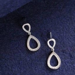 Clara 925 Silver Platinum Plated Swiss Zirconia Serenity Drop Earrings Gift for Women-image-23