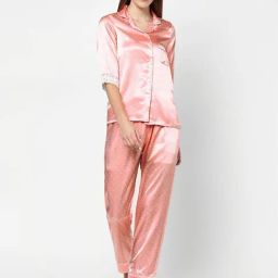 Sweet Dreams Salmon Pink Polka Dots Shirt Pyjama Set-picture-34