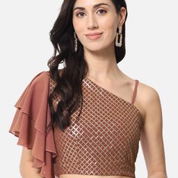 OTIRA Women Embellished One Shoulder Flutter Sleeve Crop Top-picture-3