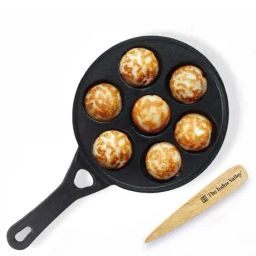 The Indus Valley Black Cast Iron 21cm 7-Pit Paniyaram Pan with Free Wooden Picker-image-40